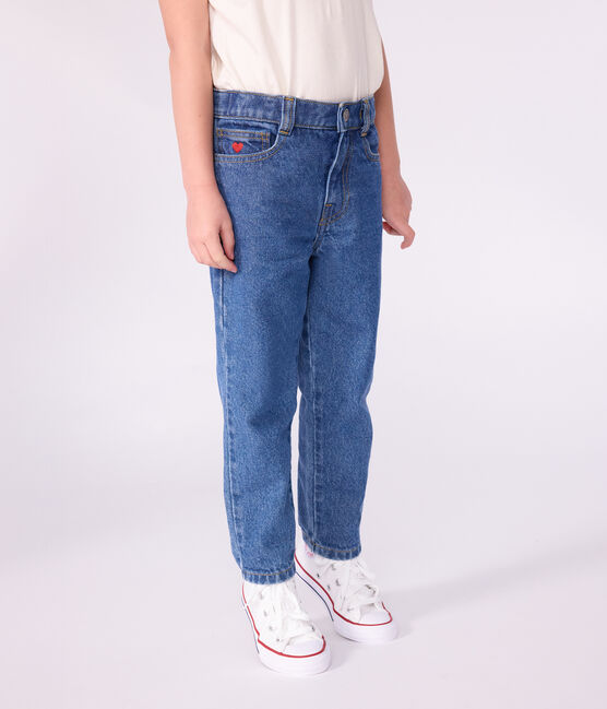 Pantalon enfant en denim bleu DENIM MOYEN