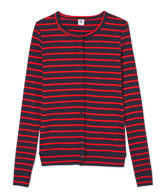 Cardigan femme iconique rayé bleu SMOKING/rouge PEPS