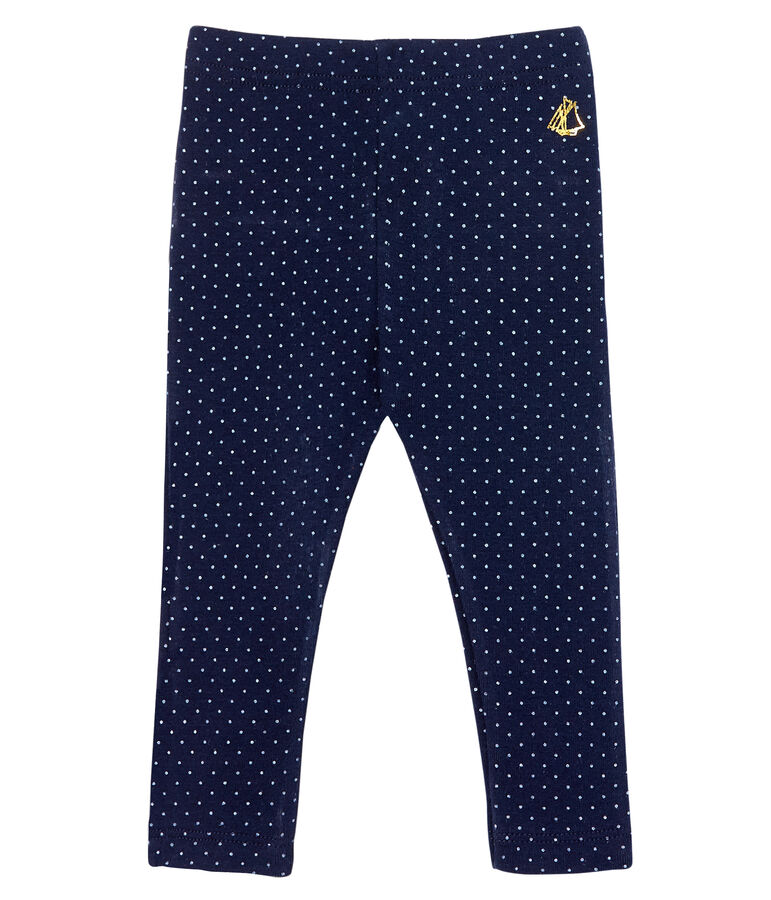 Legging imprim&eacute; &agrave; volants b&eacute;b&eacute; fille bleu SMOKING/blanc MARSHMALLOW CN