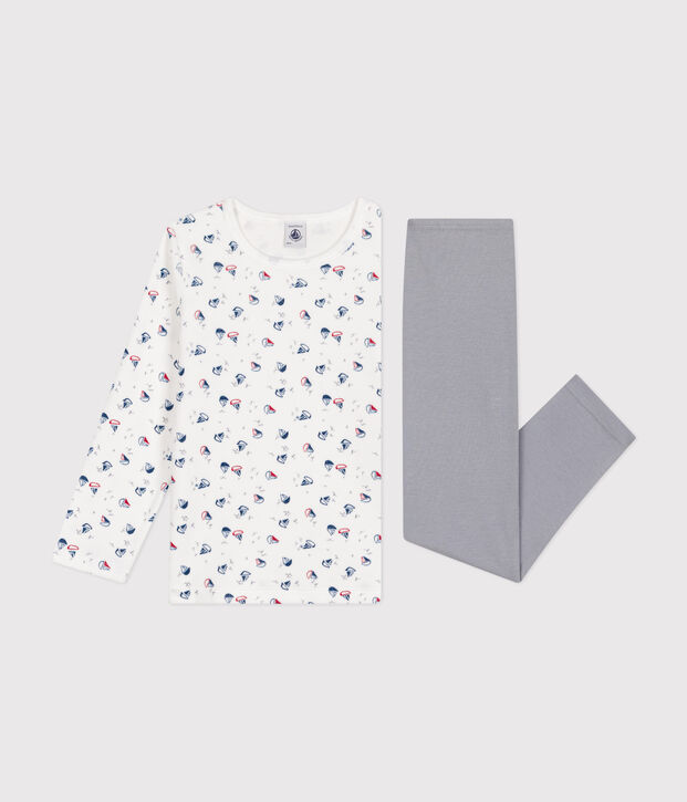 Pyjama en velours enfant gris/multicouleur