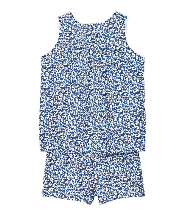 Pyjacourt fille en jersey fin imprim&eacute; blanc/multicouleur