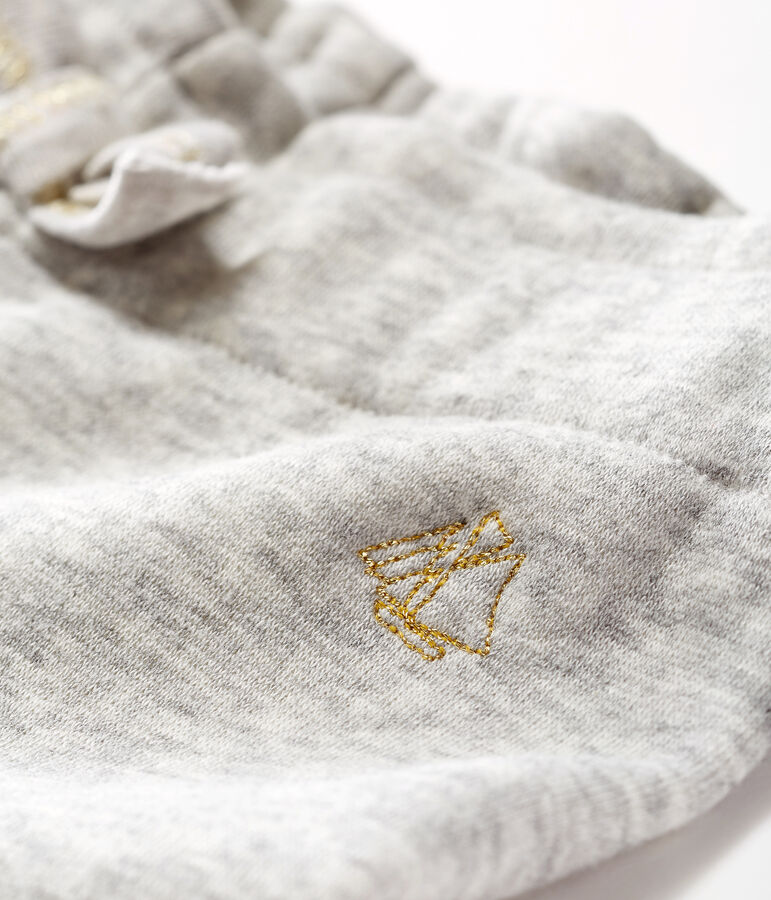 Pantalon b&eacute;b&eacute; fille en maille velours gris