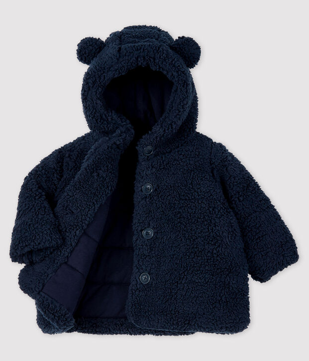 Manteau sherpa b&eacute;b&eacute; fille bleu marine