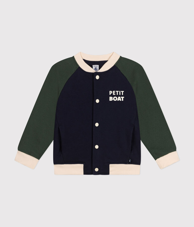 Teddy en molleton enfant gar&ccedil;on bleu SMOKING/blanc MULTICO