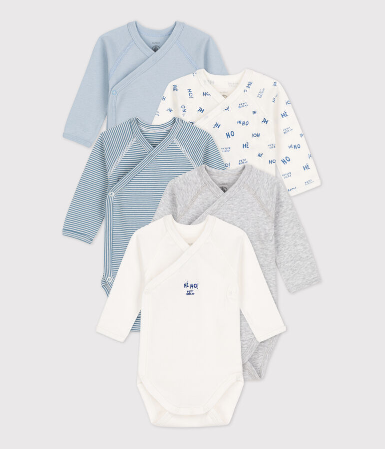 Lot de 5 bodies manches longues b&eacute;b&eacute; en coton multicouleur