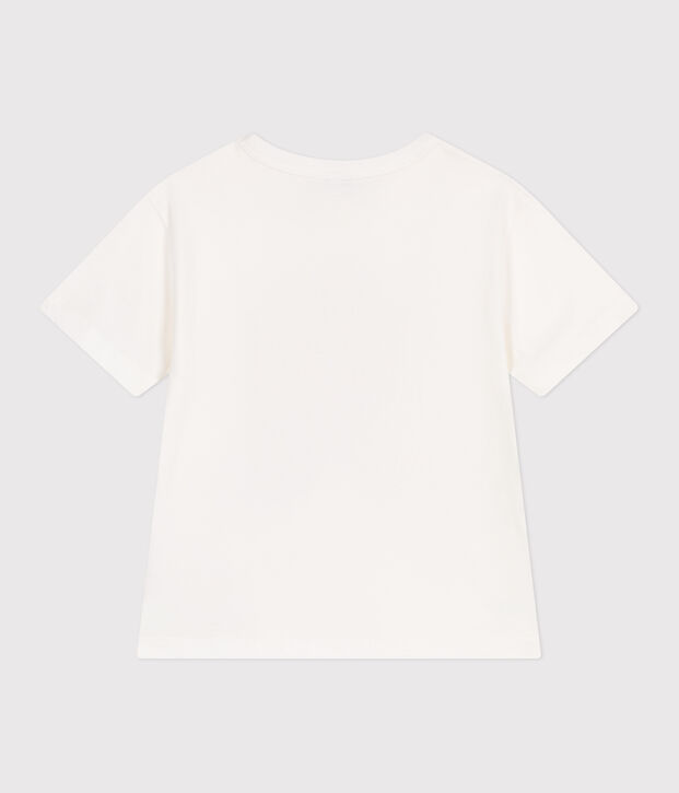 Teeshirt enfant en coton manches courtes imprim&eacute; blanc