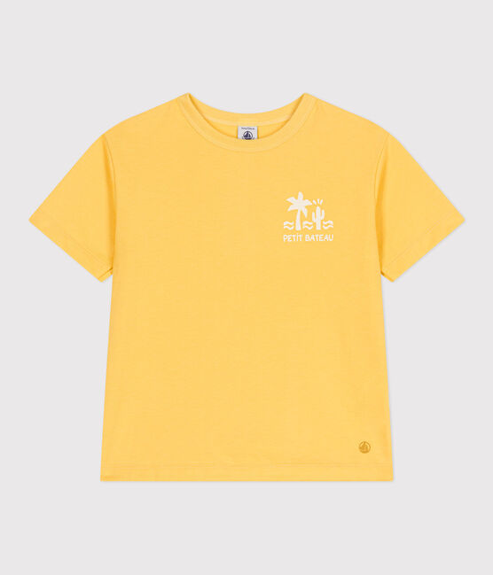 Teeshirt enfant en coton manches courtes imprimé jaune ORGE