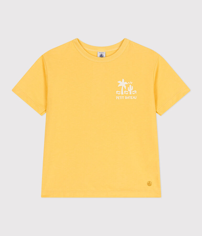 Teeshirt enfant en coton manches courtes imprim&eacute; jaune ORGE
