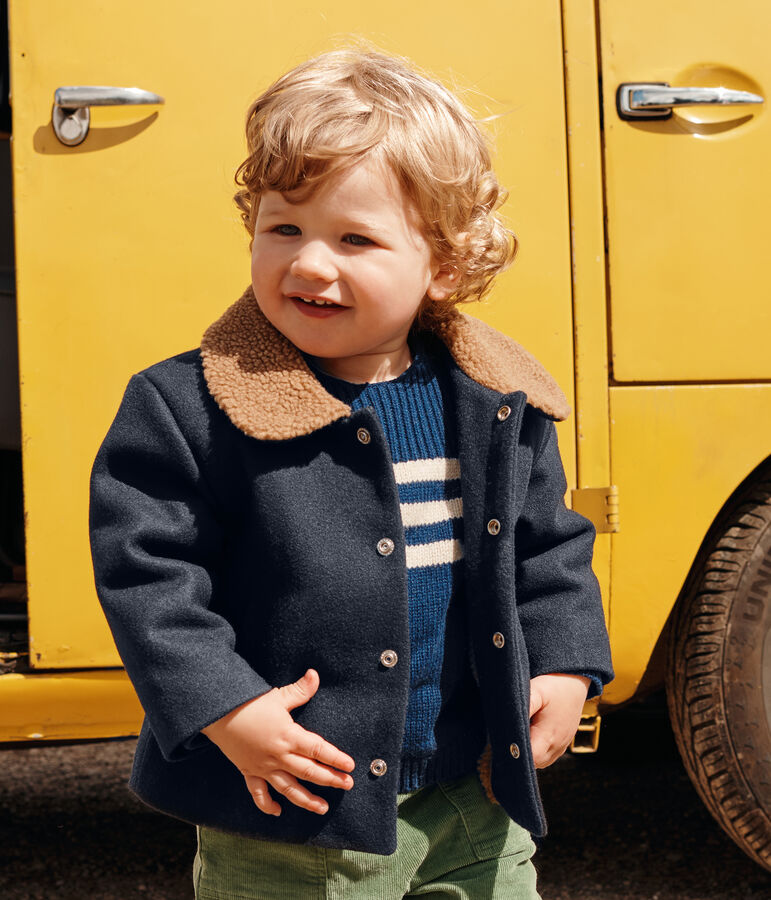 Veste en drap de laine b&eacute;b&eacute; bleu SMOKING
