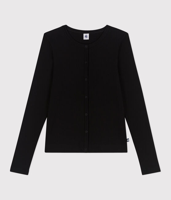 Cardigan femme en coton uni noir BLACK