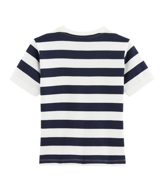 Tee-shirt enfant garcon bleu SMOKING/blanc MARSHMALLOW