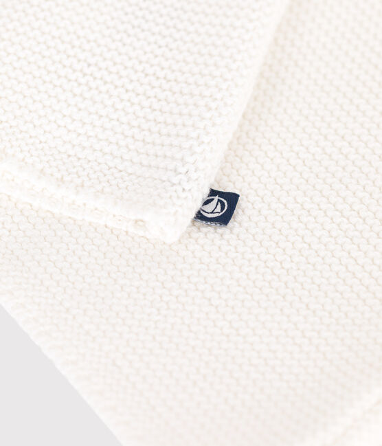 Cardigan bébé tricot point mousse en coton blanc MARSHMALLOW
