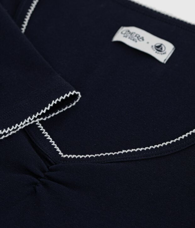 Body femme en coton manches courtes uni bleu marine