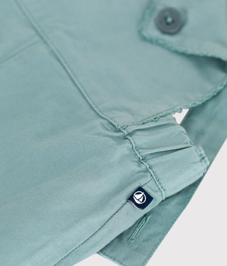 Salopette b&eacute;b&eacute; en coton jambes courtes, unie vert PAUL