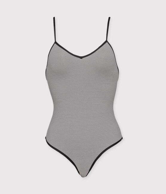 Maillot de bain 1 pièce femme bleu ABYSSE/blanc LAIT