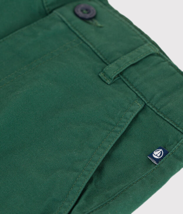 Bermuda short enfant en serge de coton uni vert