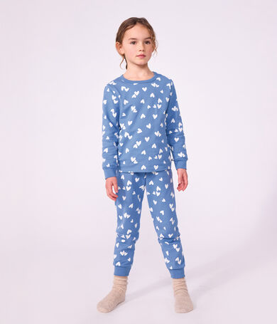 Pyjama enfant en molleton &agrave; c&oelig;urs