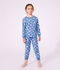 Pyjama enfant en molleton &agrave; c&oelig;urs bleu/blanc