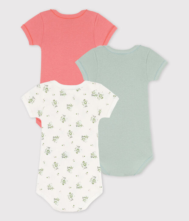 Lot de 3 bodies manches courtes en coton et lin multicouleur