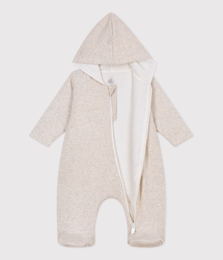 Combinaison ouatin&eacute;e b&eacute;b&eacute; &agrave; capuche et pieds, unie beige MONTELIMAR CHINE