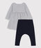 Robe marinière et legging en coton bébé blanc MARSHMALLOW/bleu SMOKING