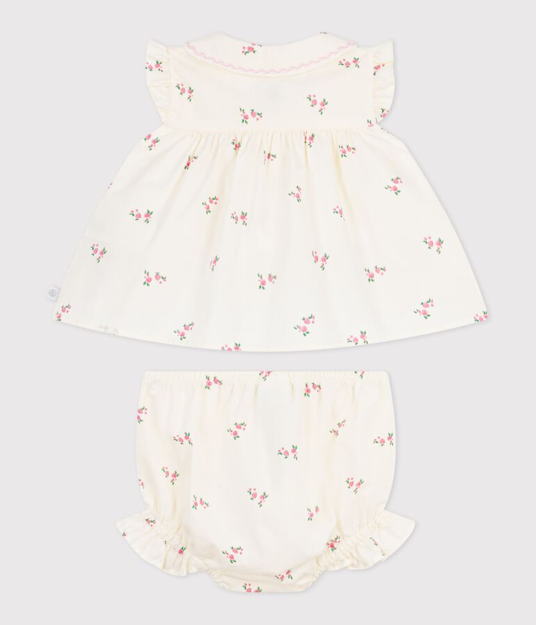Ensemble 2 pi&egrave;ces b&eacute;b&eacute; en coton, blouse et bloomer imprim&eacute;s fleurs MILK/ MULTICO