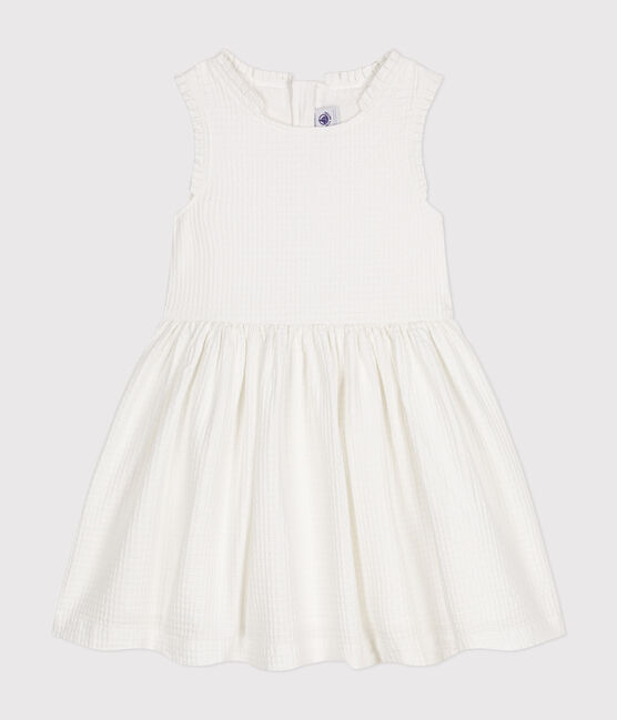 Robe sans manche en coton façonné enfant fille blanc MARSHMALLOW