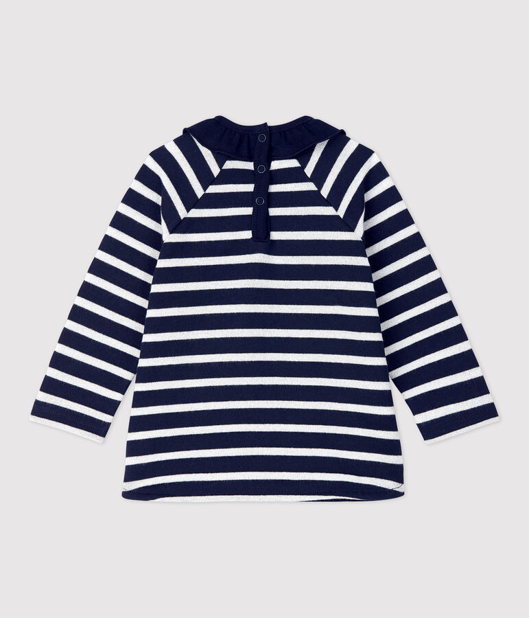 Blouse en coton b&eacute;b&eacute;. bleu SMOKING/ MARSHMALLOW ARGENT BRILLANT