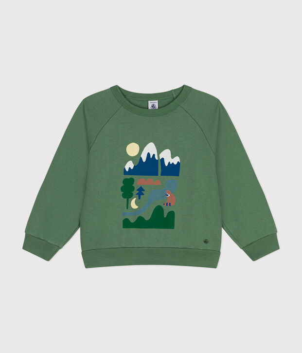 Sweatshirt en molleton enfant gar&ccedil;on vert