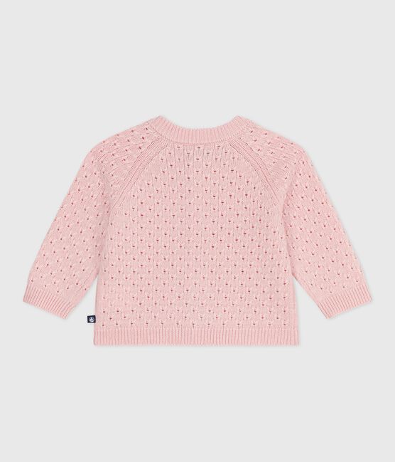 Cardigan bébé en tricot laine et coton uni rose JOLI
