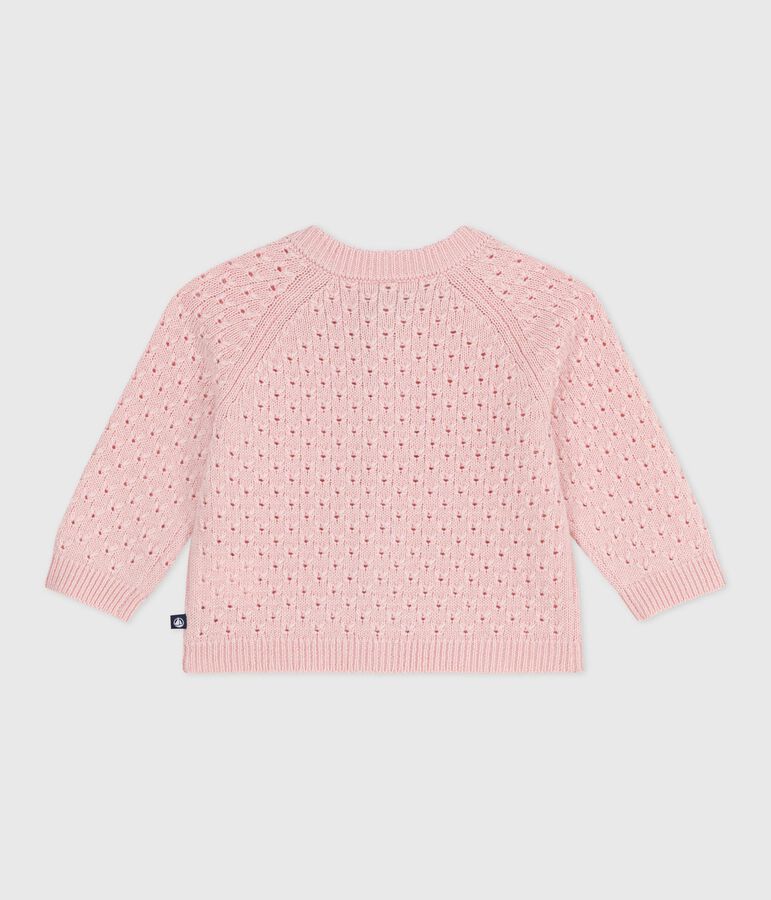 Cardigan b&eacute;b&eacute; en tricot laine et coton uni rose JOLI