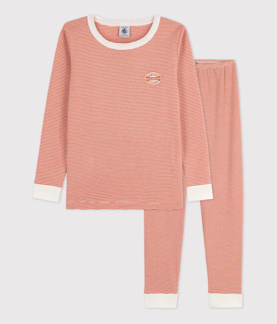 Pyjama ajusté milleraies en coton enfant rose BRANDY/blanc MARSHMALLOW