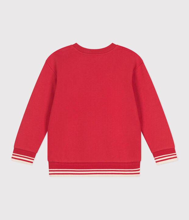 Sweatshirt enfant mixte en coton mprim&eacute; rouge