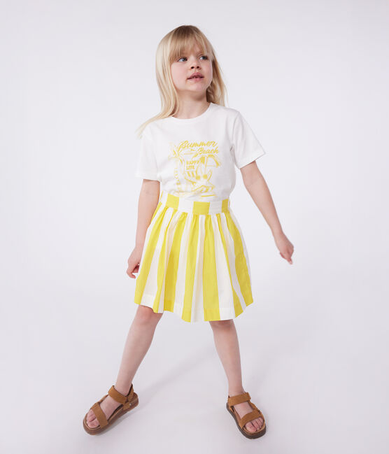 Teeshirt enfant en coton manches courtes imprimé blanc MARSHMALLOW/ ORGE