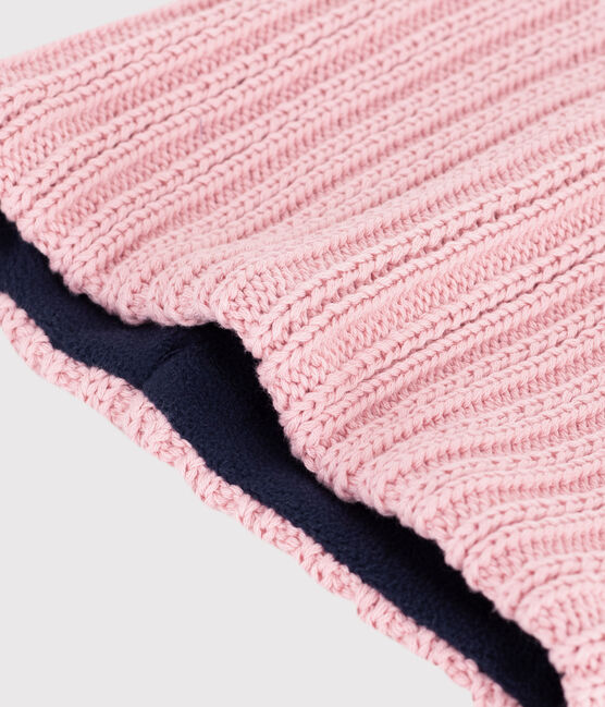 Snood enfant en tricot doublé en polaire rose CHARME