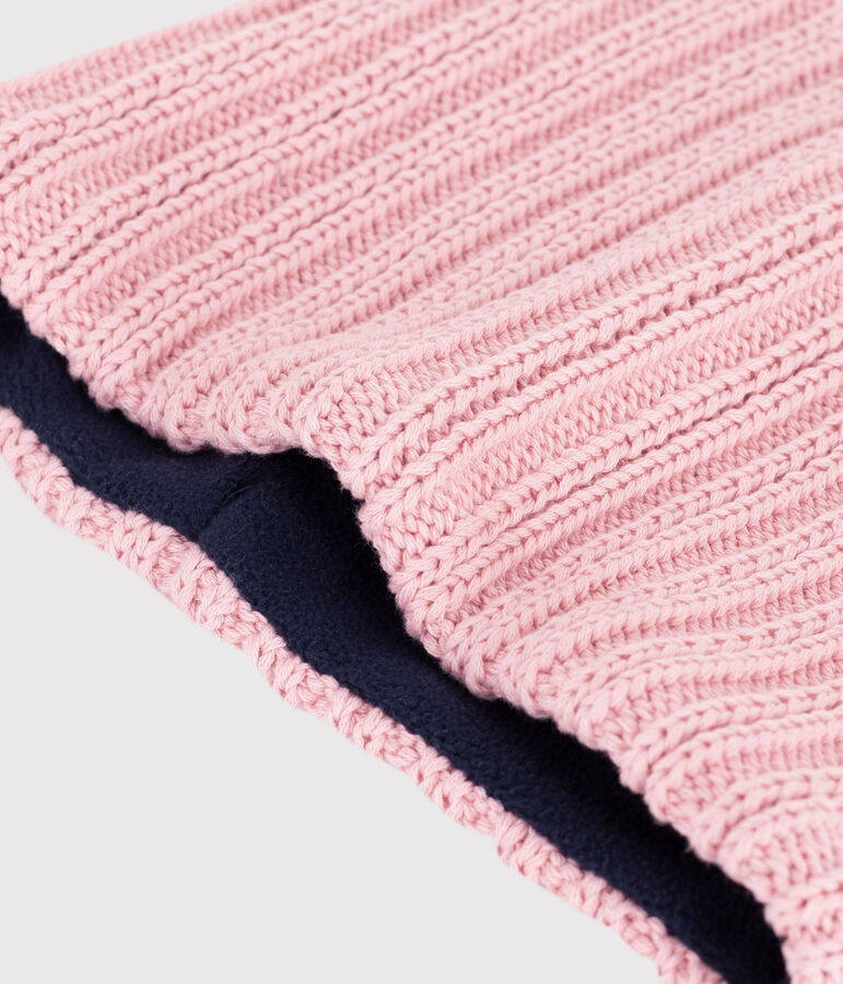 Snood enfant en tricot doubl&eacute; en polaire rose