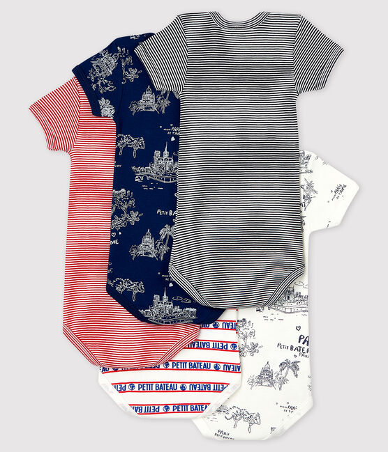 Lot De 5 Bodies Manches Courtes Paris Bebe Variante 1 Petit Bateau