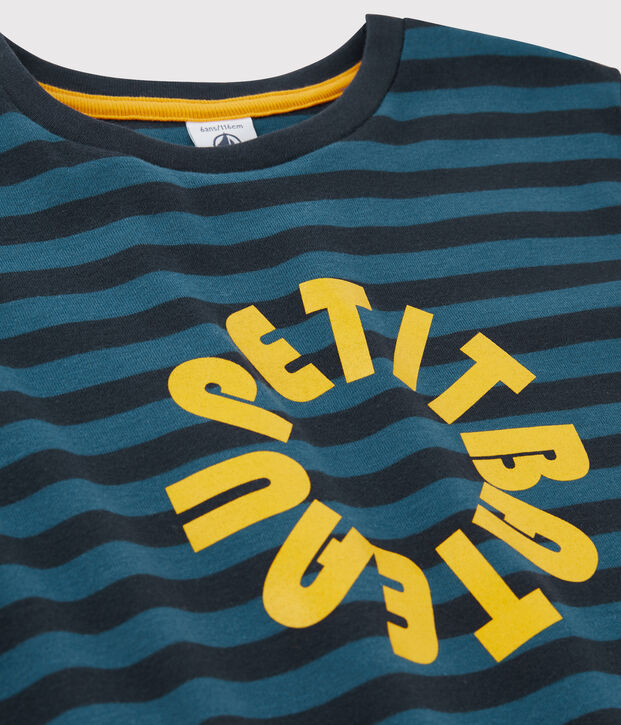 Tee-shirt ray&eacute; enfant gar&ccedil;on bleu/bleu