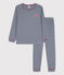 Pyjama milleraies en coton enfant bleu MEDIEVAL/blanc MARSHMALLOW