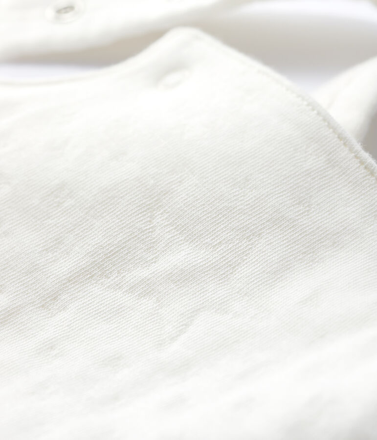 Salopette blanche b&eacute;b&eacute; en tubique en coton biologique blanc MARSHMALLOW