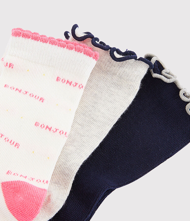 Lot de 3 paires de chaussettes enfant fille multicouleur