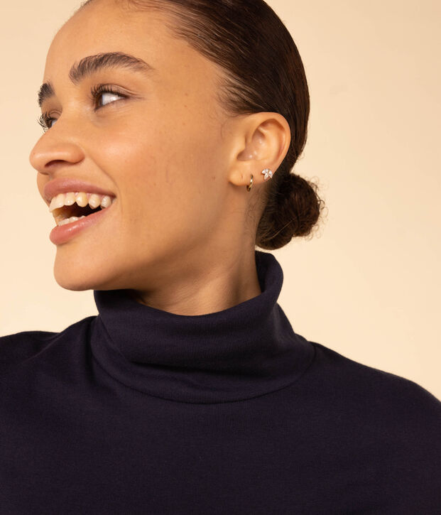 Tee-shirt col roul&eacute; LE DROIT en coton Femme bleu