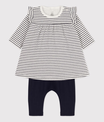 PETIT BATEAU - Robe legging à rayures marinières bébé en tubique en coton