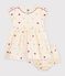 Robe b&eacute;b&eacute; en coton manches courtes imprim&eacute;e c&oelig;urs &eacute;cru/multicouleur