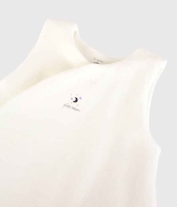 Gigoteuse b&eacute;b&eacute; en velours de coton biologique blanc