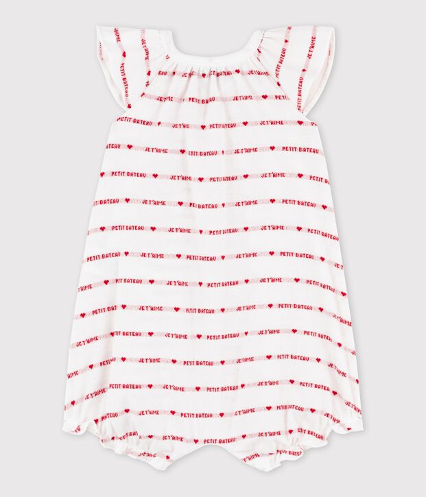 Combicourt Petit Bateau je t'aime en c&ocirc;te. blanc/rouge