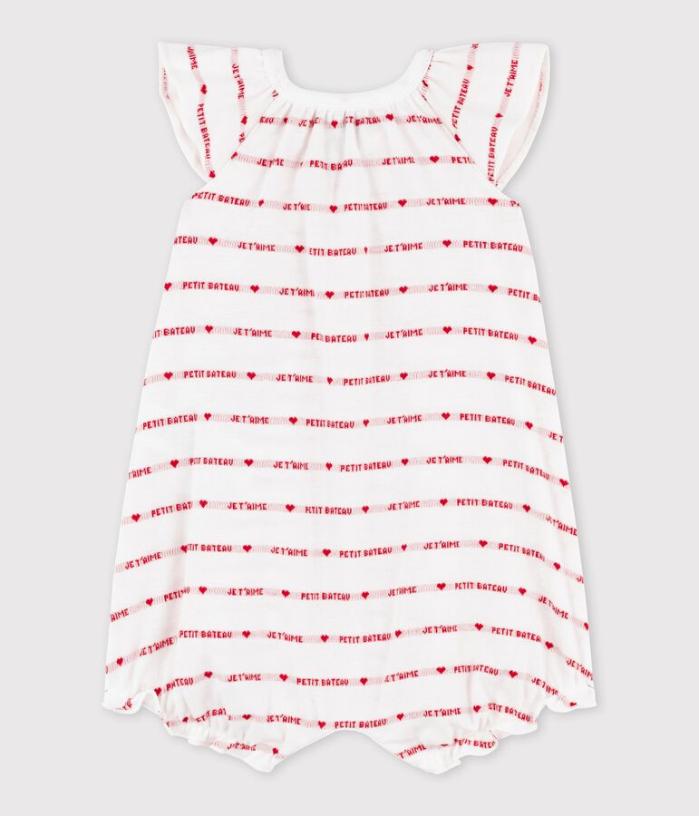 Combicourt Petit Bateau je t'aime en c&ocirc;te. blanc MARSHMALLOW/rouge TERKUIT