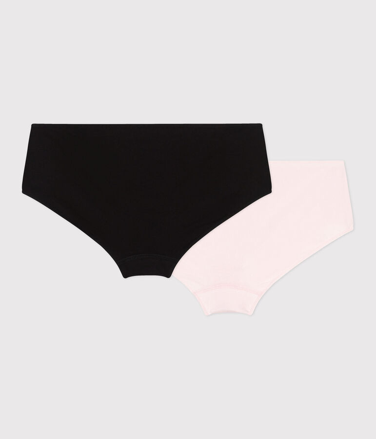 Lot de 2 shorties femme en coton et &eacute;lasthanne unis variante 1