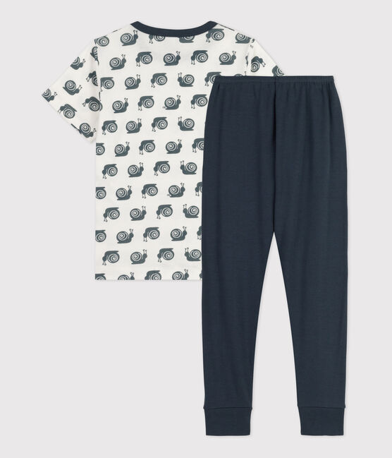 Pyjama manches courtes  escargot petit garçon en coton DUCKY/ MARSHMALLOW