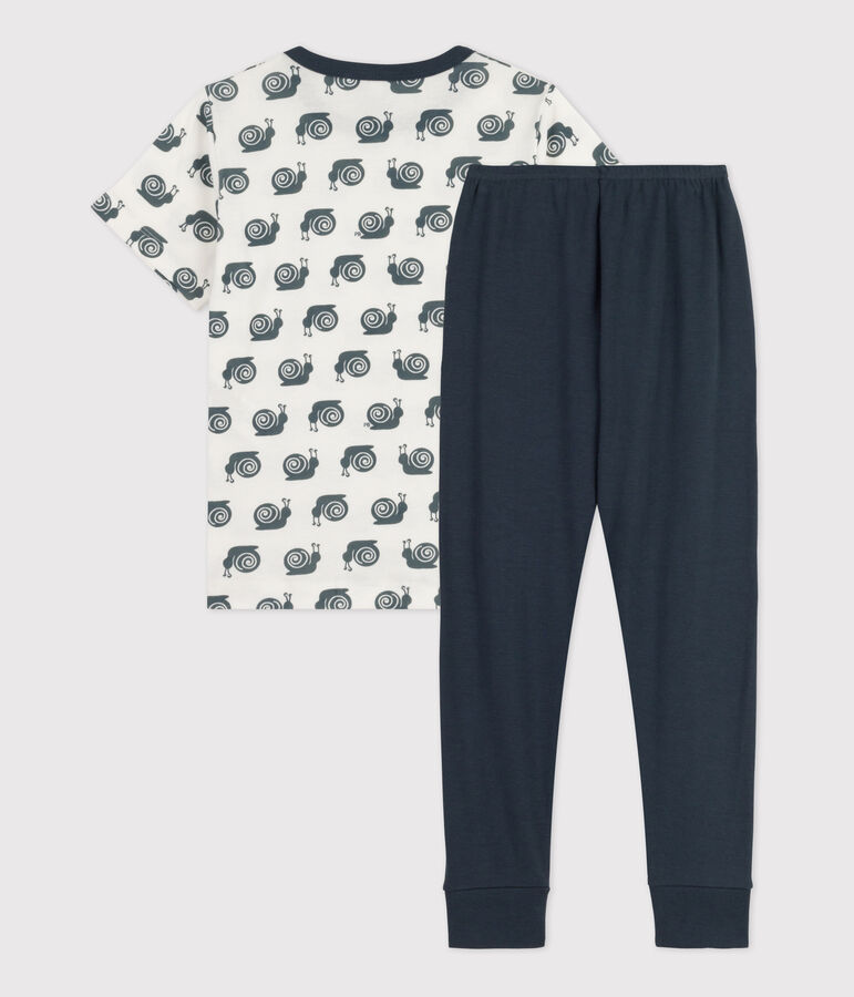 Pyjama manches courtes  escargot petit gar&ccedil;on en coton DUCKY/ MARSHMALLOW